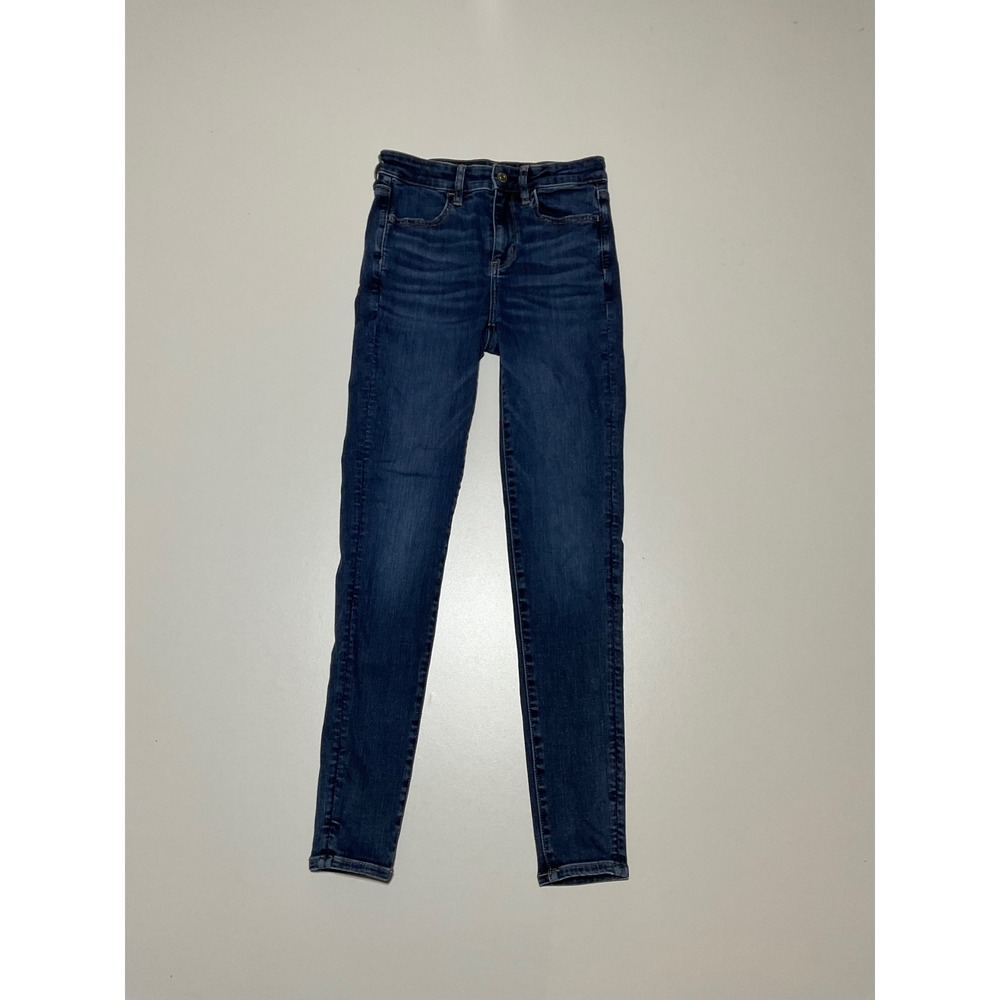 American Eagle Womens Next Level Stretch High Waisted Skinny Jeans Dark Blue 2
